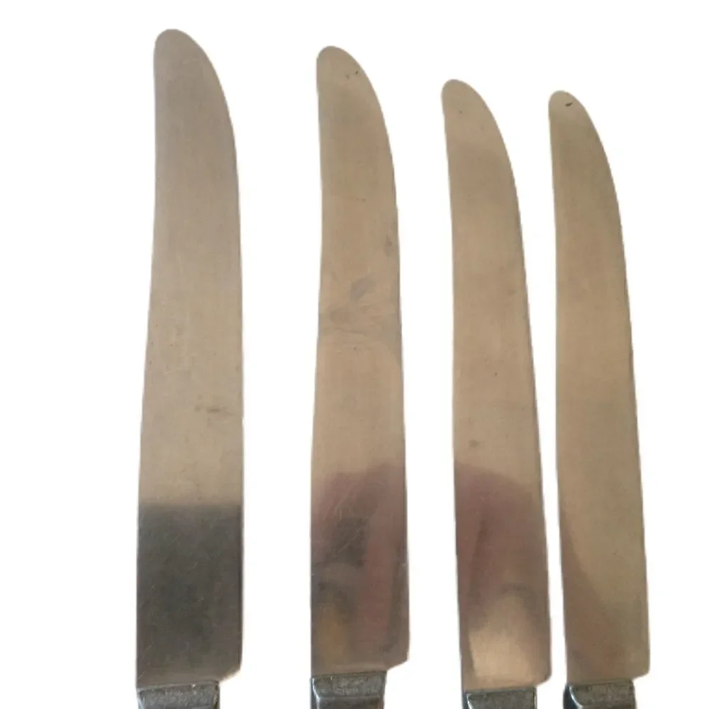 ROYAL BRAND Sharp Cutter Knife Set x 4 Marbled Celluloid Handles Stainless Steel